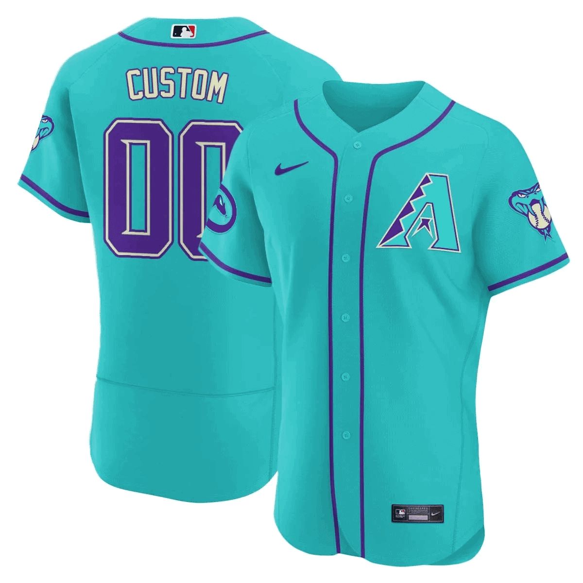 Men Arizona Diamondback Light Blue Nike 2024 Teal Purple Custom MLB Jersey style 3